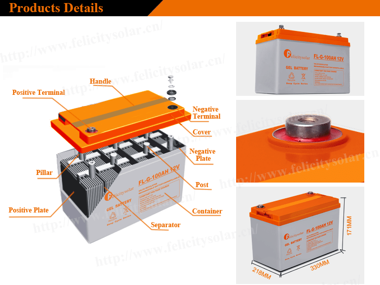 Felicity Solar 12V 100Ah Deep Cycle GEL Battery Details