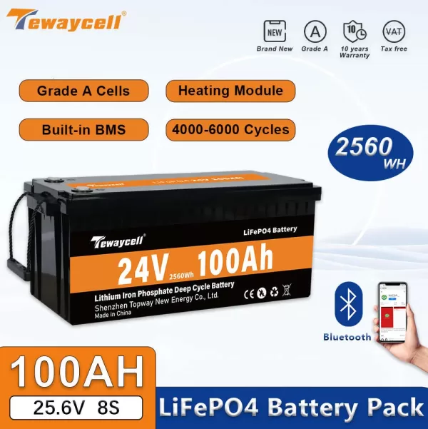 TEWAYCELL 24VOLT 100AH LITHIUM BATTERY LIFEPO4 SPECS